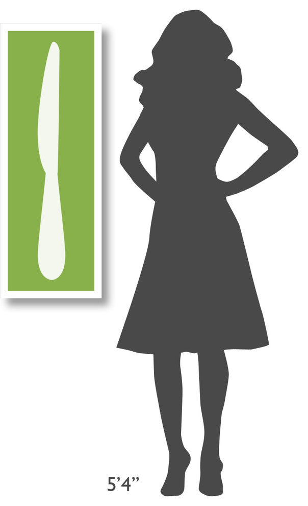 "Mealtime: White on Green - Knife" Digital Paper Print by BG.Studio, 14"x38"
