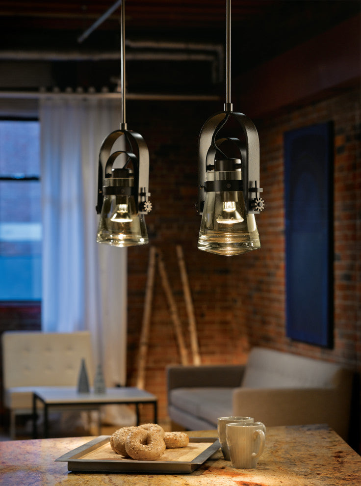 Erlenmeyer Large Mini Pendant, Dark Smoke Finish, Clear Glass