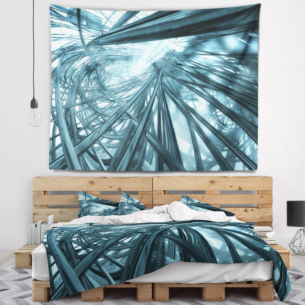 Fractal 3D Stripes Everywhere Contemporary Wall Tapestry, 92"x78"