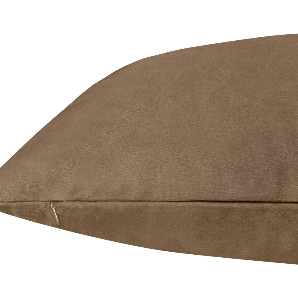 Delara Set of 1 Velvet 20x20" Cover, Khaki, Pillow Cover Only
