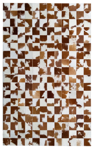 Cowhide Patchwork Rug, Brown and White , 6x8