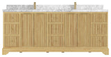 Austin 84 Double Sink Bath Vanity in Light Natural Teak 2" Carrara Marble