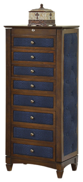 8-Drawer Jewelry Armoire With Cushions, Coffee