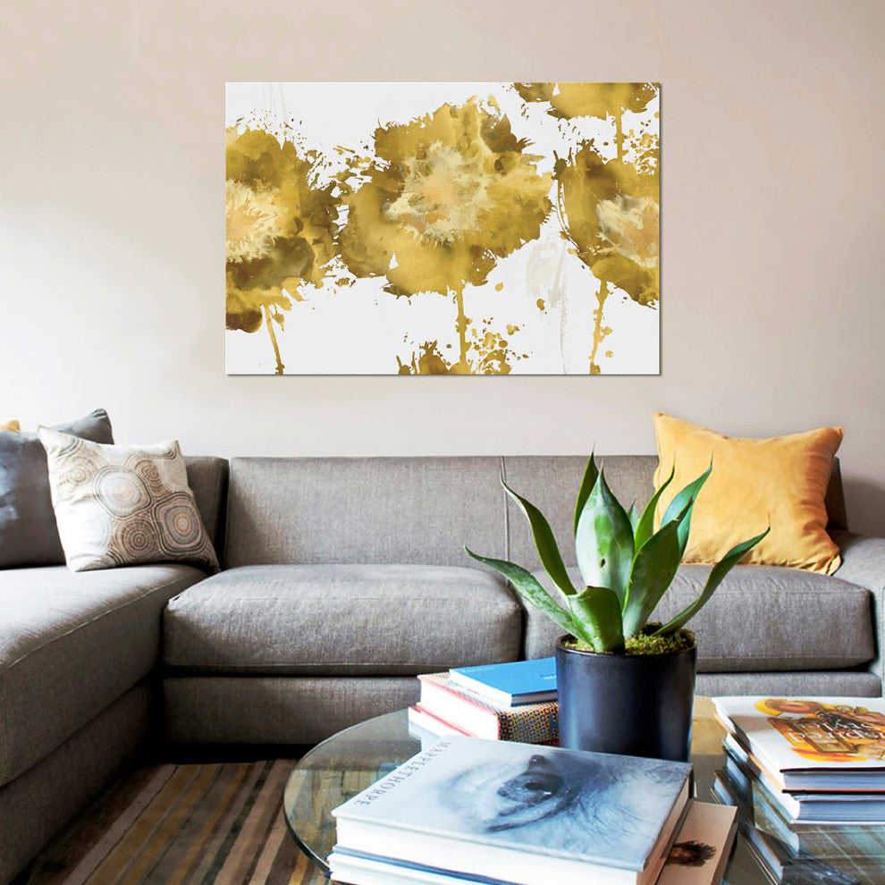 "Golden Flower Burst Trio" by Vanessa Austin, Canvas Print, 26x18"