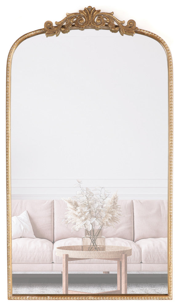 24"x42" Ornate Arch Wall Mirror, Gold