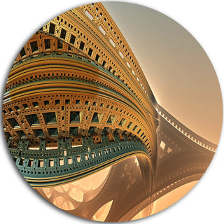 Bulgy Brown 3D Structure, Abstract Art Disc Metal Wall Art, 23"