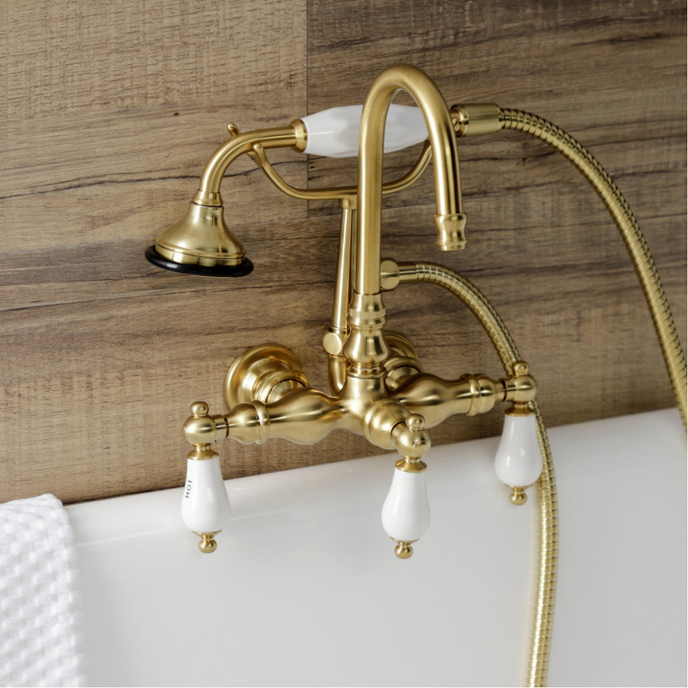 AE9T7 Wall Mount Clawfoot Tub Faucet, Brushed Brass