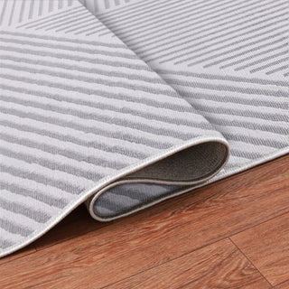 Low-Pile Faron Gray/Ivory Rug, Gray, 6'5"x9'5"