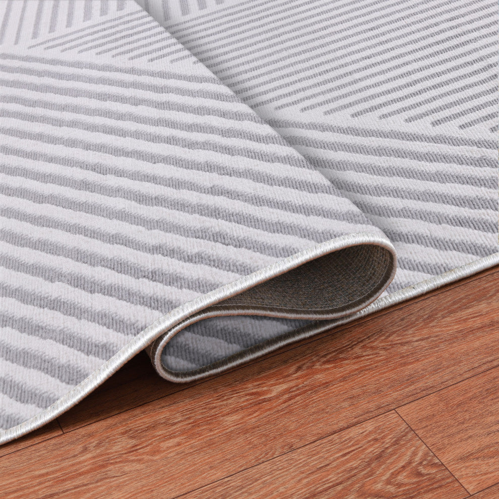 Low-Pile Faron Gray/Ivory Rug, Gray, 6'5"x9'5"