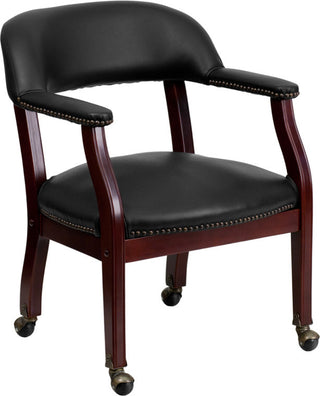 Vinyl Chair With Casters, Black, 24"x25"x30"