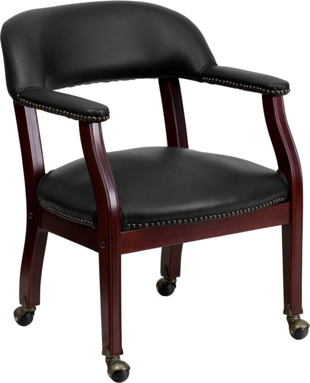 Vinyl Chair With Casters, Black, 24"x25"x30"