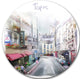 Paris Illustration, Cityscape Digital Large Disc Metal Wall Art, 36"