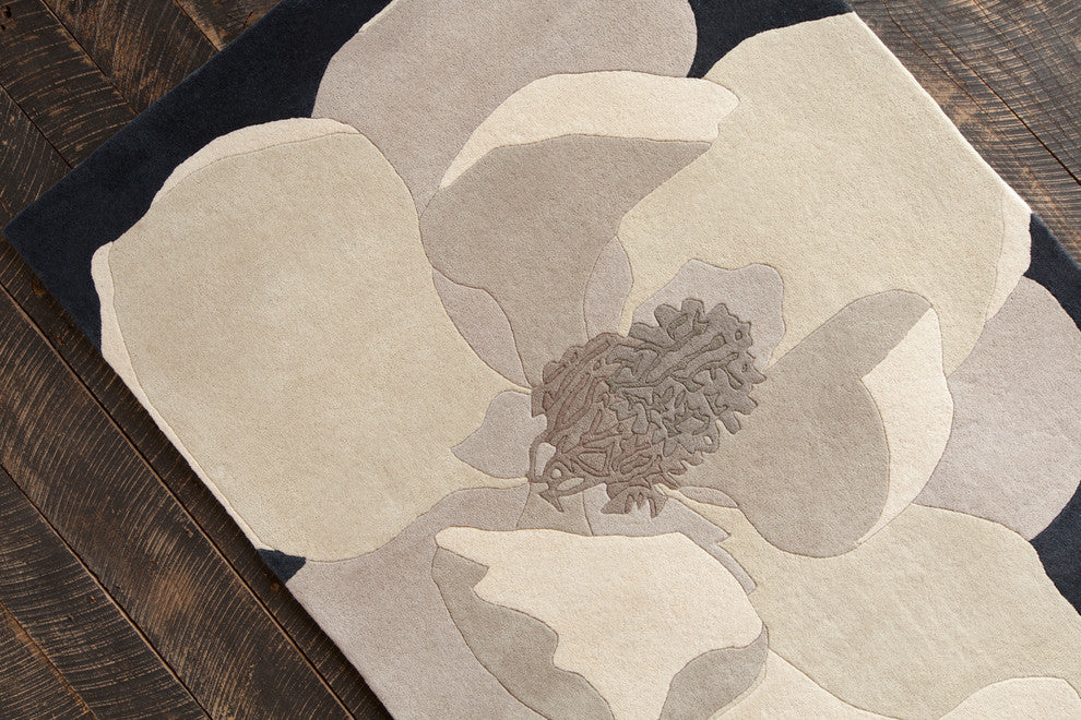 Allie Big Flower Contemporary Area Rug
