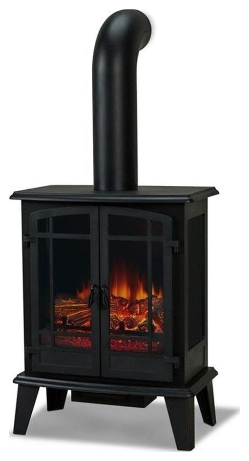 Real Flame Contemporary Metal Foster Stove Electric Fireplace in Black