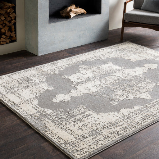 Surya Tibetan TBT-2310 2'7"x7'7" Rug, Medium Gray/Cream/Khaki