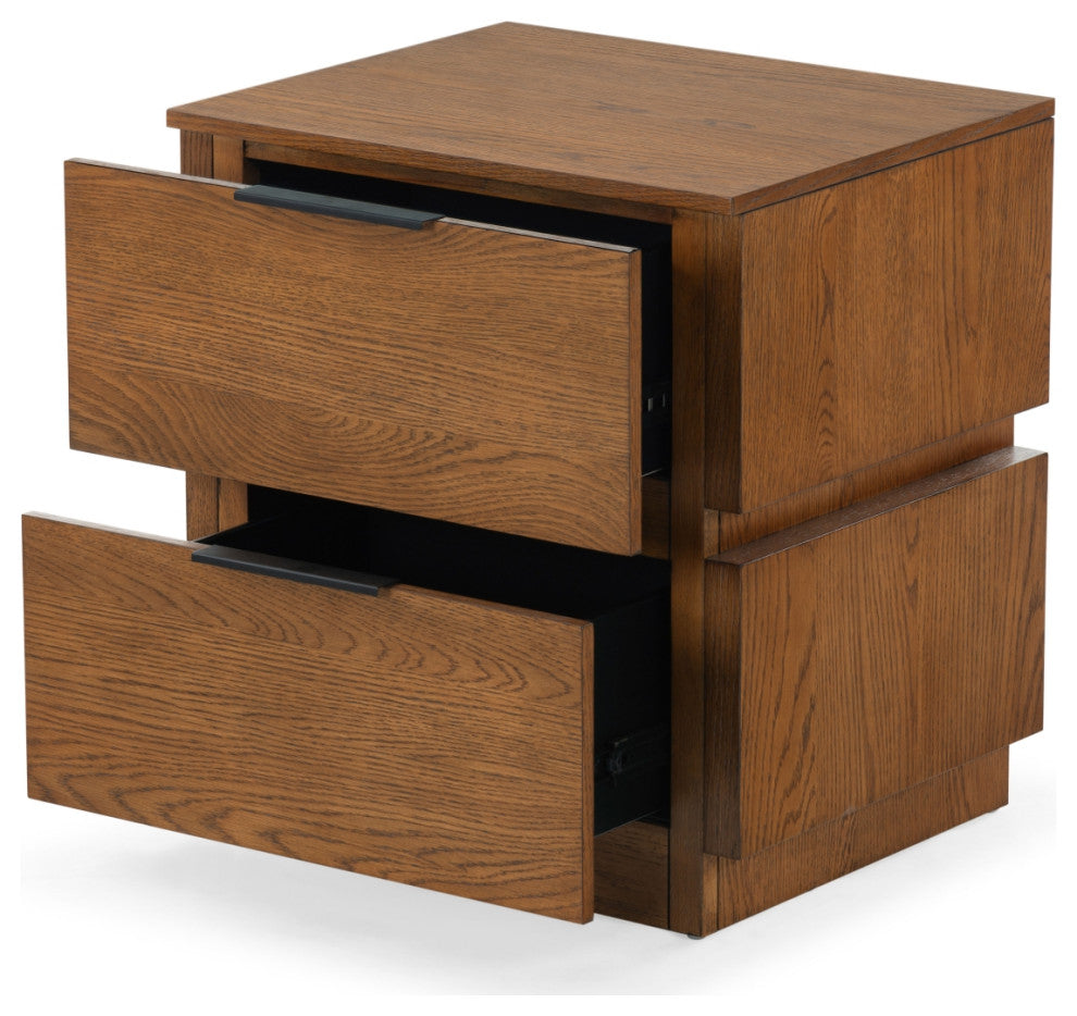 Safavieh Couture Titus 2 Drawer Nightstand, Medium Oak