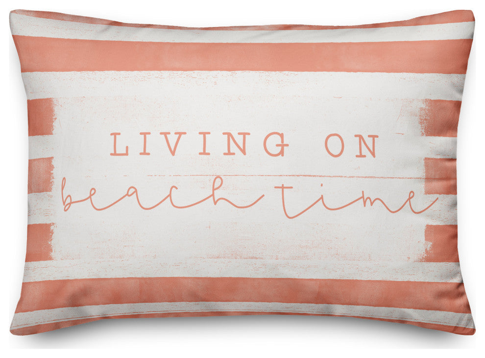 Beach Time Stripes Coral 14x20 Pillow