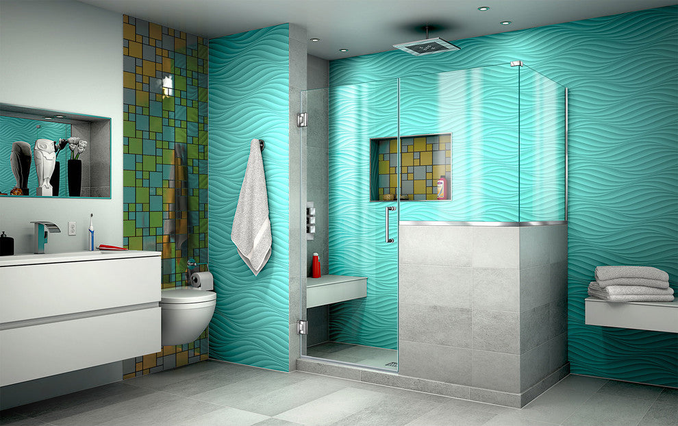 Unidoor Plus 60"x36.375"x72" Shower Enclosure, Chrome
