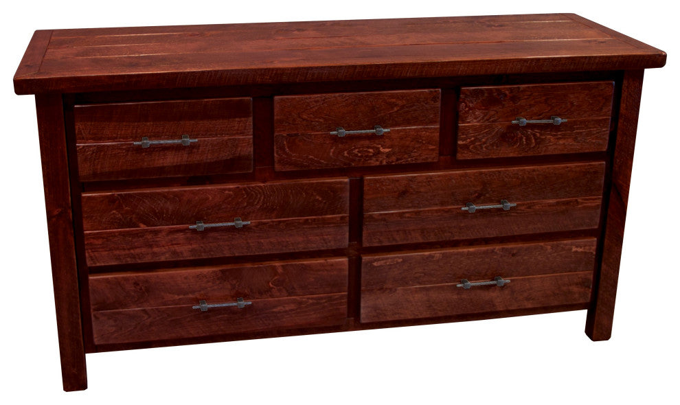 Rustic Barn Wood Style Timber Peg 7-Drawer Dresser, Michael's Cherry