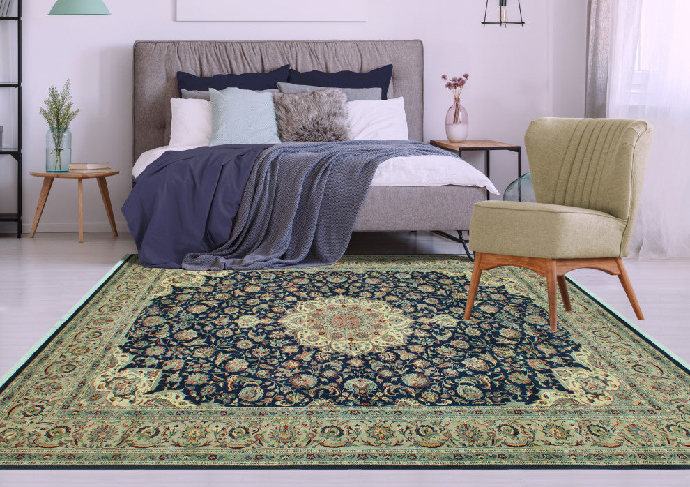 Pak-Persian Deyanira Navy/Gray Rug, 9'0x12'3