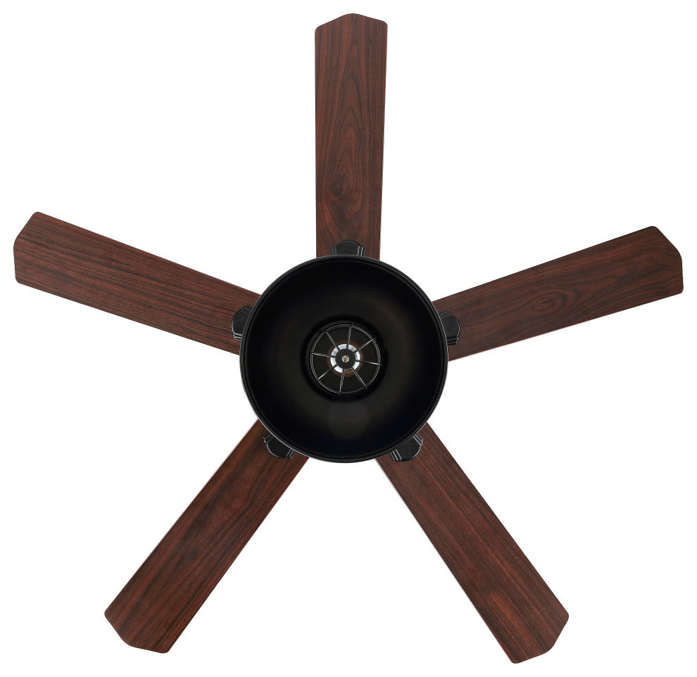 Ashton 52" 1-Light Farmhouse Iron Dome Shade LED Ceiling Fan With Remote, Black