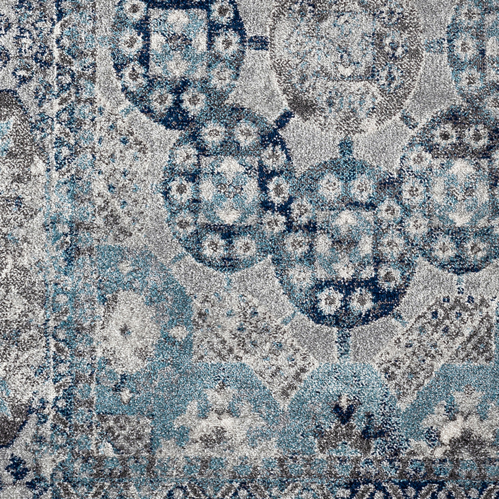 Alessana Loftus Gray Bordered Area Rug, 2'6"x10'3"