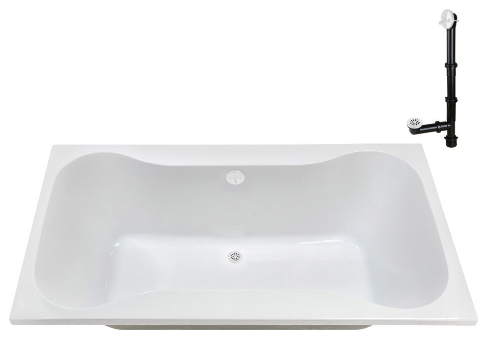 Streamline 72 in. x 36 in. Acrylic Drop-In Bathtub, Glossy White