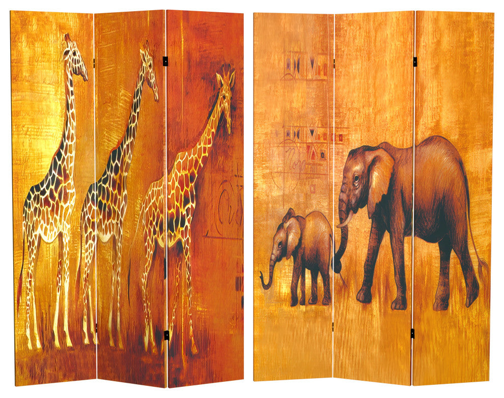 6' Tall Giraffe and Elephant Double Sided Room Divider