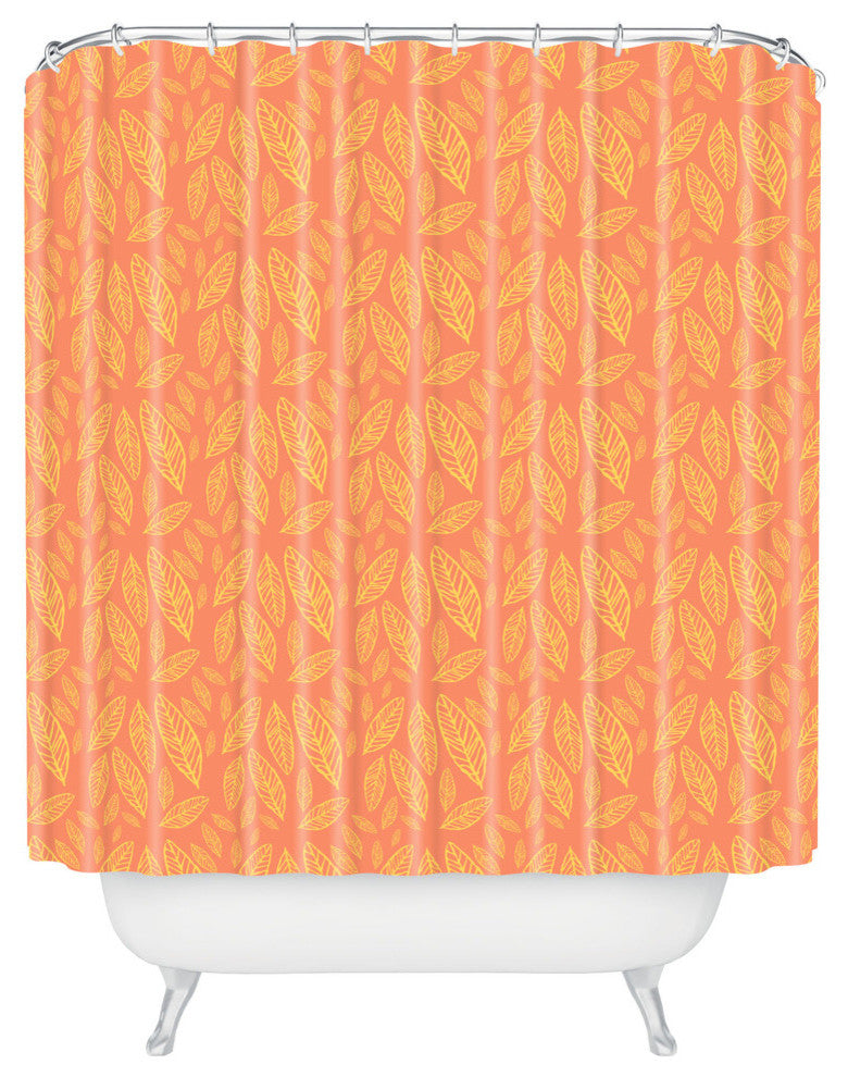 Allyson Johnson Fall Leaves Pattern Shower Curtain, 72"x69"