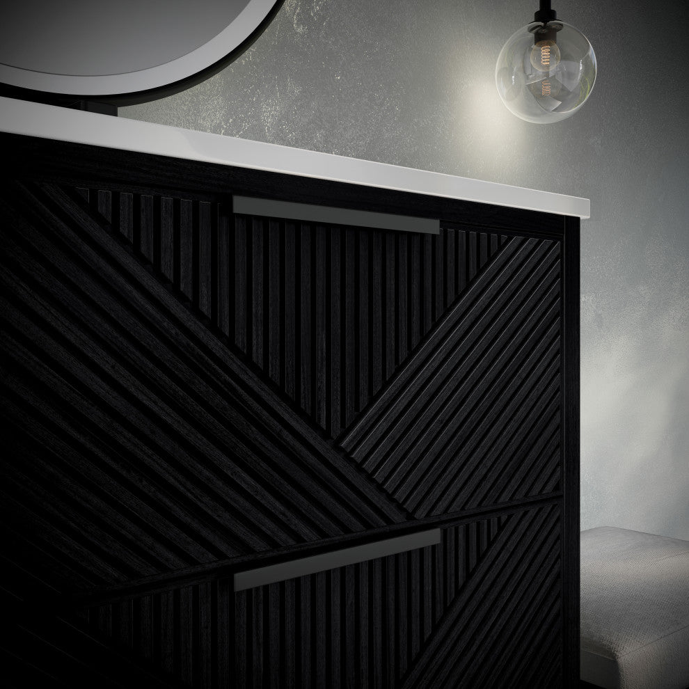 Diamond 24" Bath Vanity, Charcoal Black/Matte Black, 24", White Quartz Top