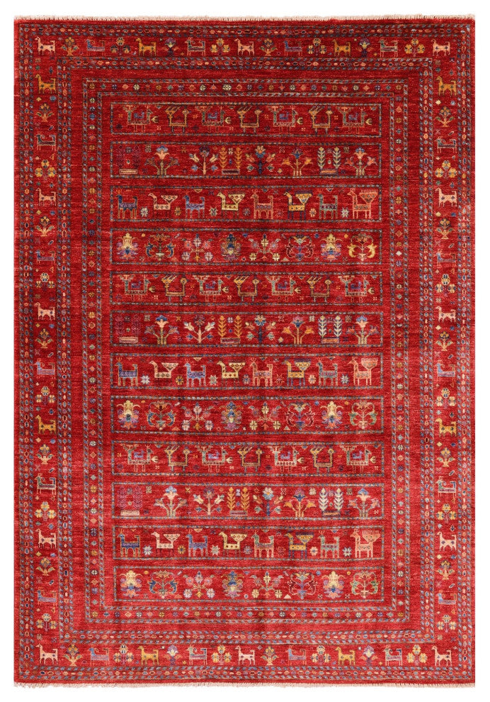 Tribal Persian Gabbeh Hand Knotted Rug 5' 11" X 8' 5" Q5350