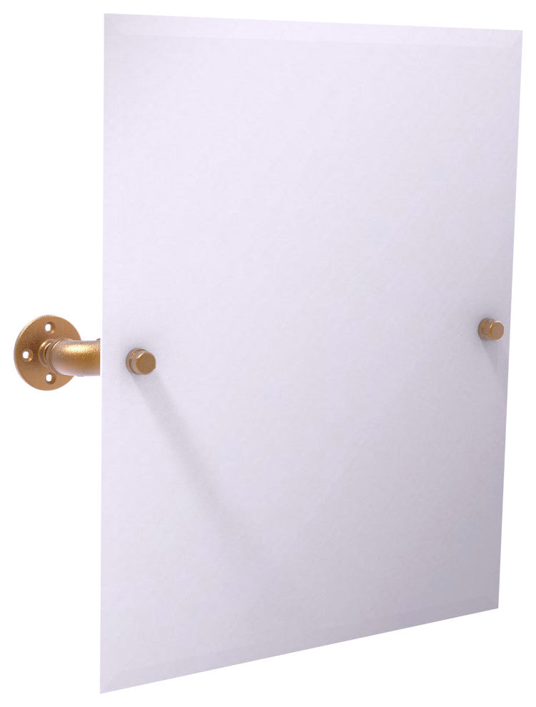 Pipeline Frameless Rectangular Wall Mounted Tilt Mirror, Brushed Bronze