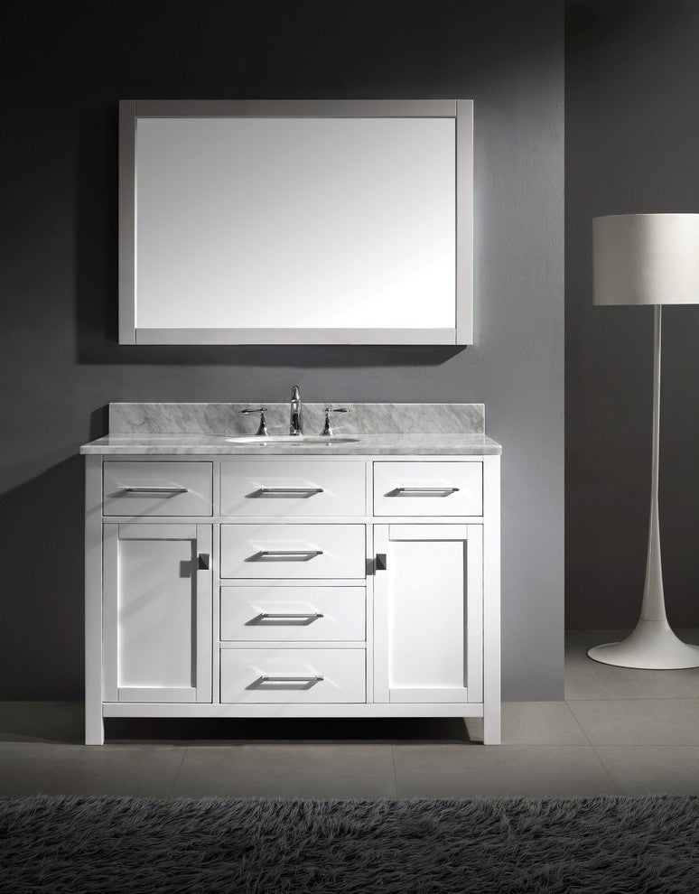 Caroline 48" Single Bathroom Vanity Set White, Marble Countertop