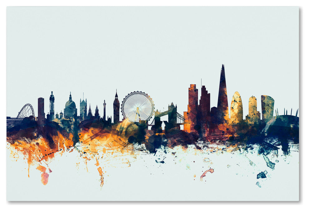 Michael Tompsett ''London England Skyline Blue'' Canvas Art, 12x19