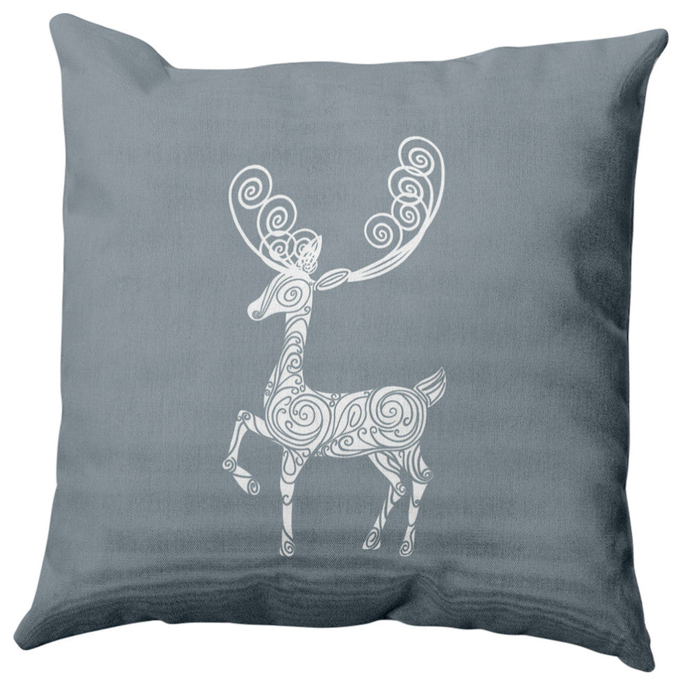 Fancy Holiday Reindeer Decorative Throw Pillow, Dusty Gray, 26"x26"
