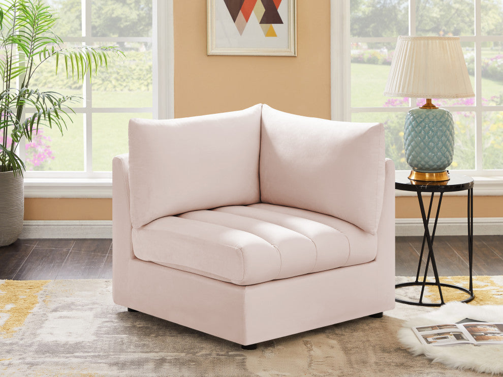 Jacob Velvet Upholstered Modular Corner Chair, Pink