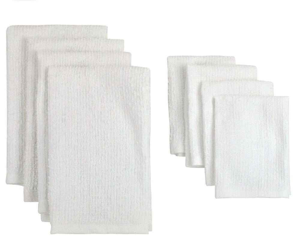 White Terry Bar Mop Dishtowels and Dishcloths Set