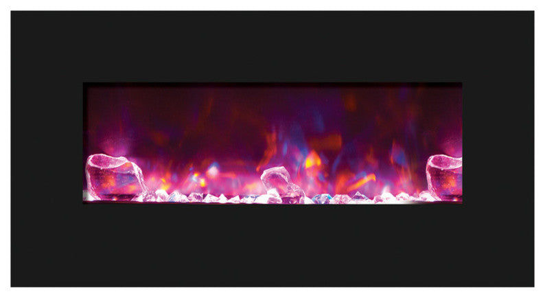 Amantii 48" Electric Fireplace Unit with 58"x23" Black Glass Surround