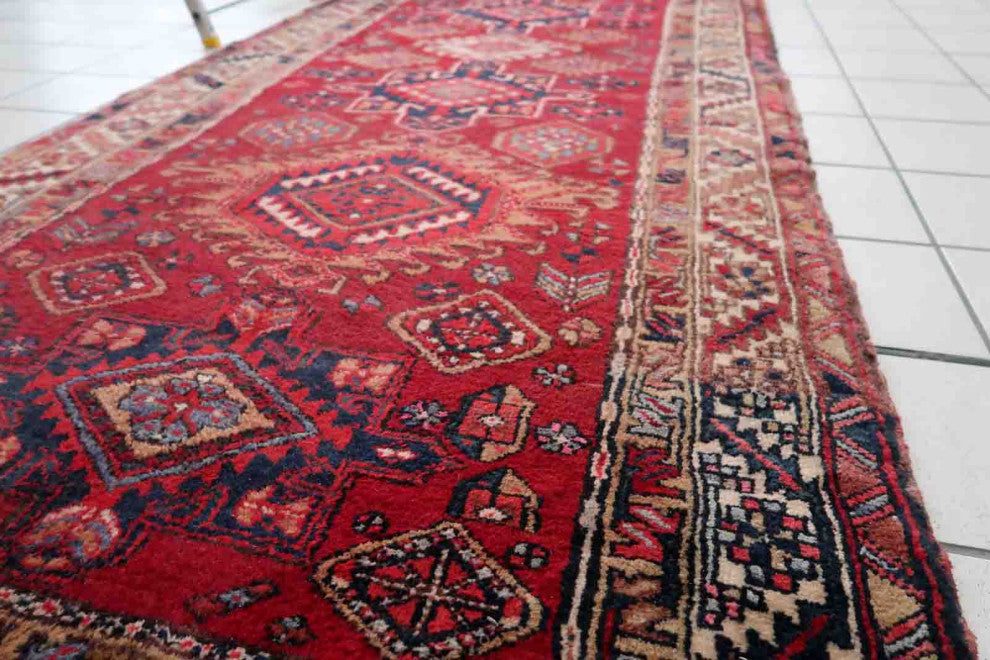 Handmade Vintage Persian Malayer Runner 3.5'x10.5', 108cmx321cm 1930s