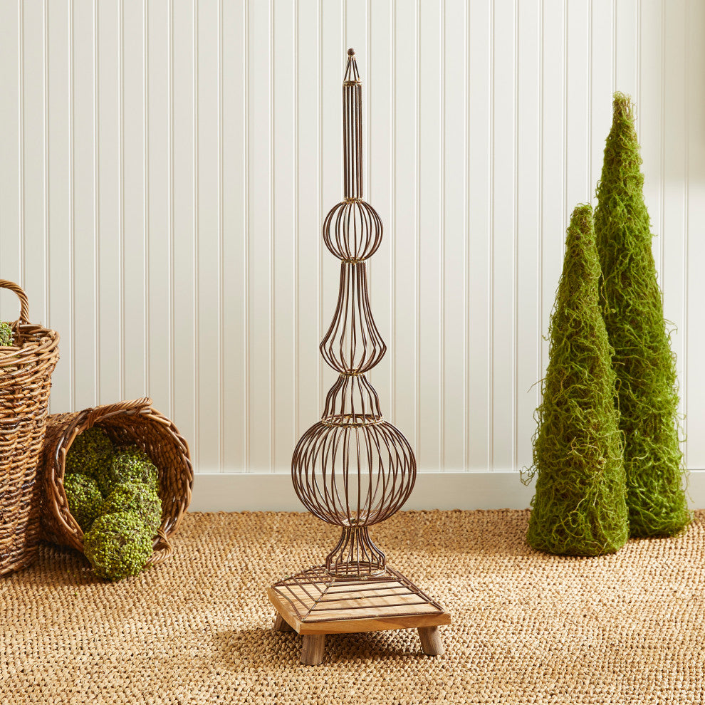Weathered Metal Wire Finial Garden Structure