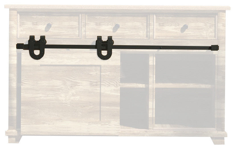 Mini Sliding Barn Door Hardware Kit, Horseshoe Design, 114", Double