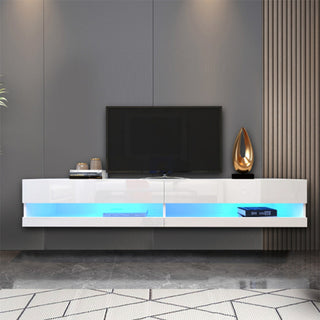 Modern White MDF benches Wall Mounted Floating TV stand with 20 Color LEDs
