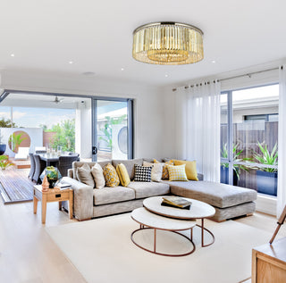 Elegant Lighting 1238F43-GT/RC Sydney 10 Light 44"W Flush Mount - Matte Black