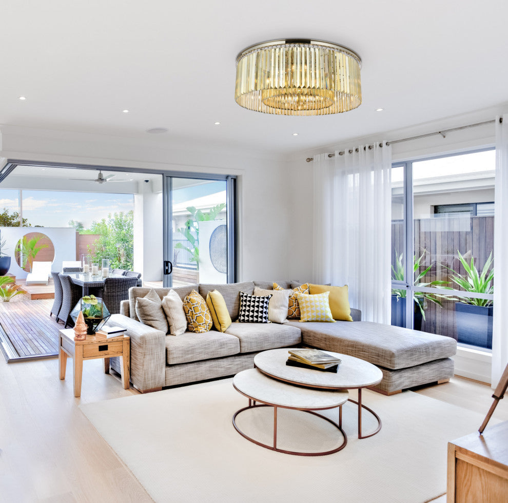 Elegant Lighting 1238F43-GT/RC Sydney 10 Light 44"W Flush Mount - Matte Black