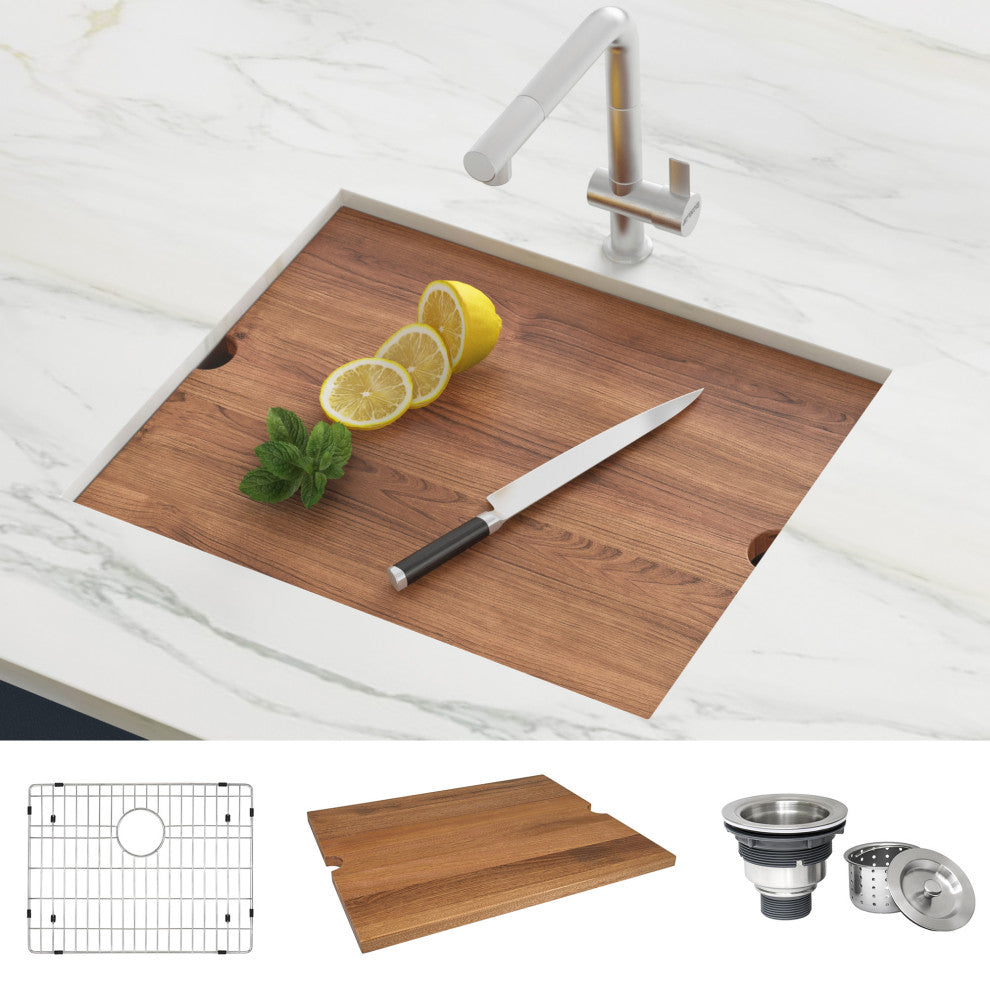 Ruvati RVH8307 21" Stainless Steel Workstation Single Bowl Bar Prep Sink