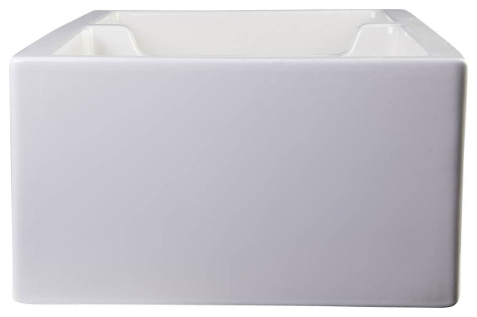 ALFI brand AB3618DB-B Biscuit Smooth Thick Wall Fireclay Two Bowl Farm Sink