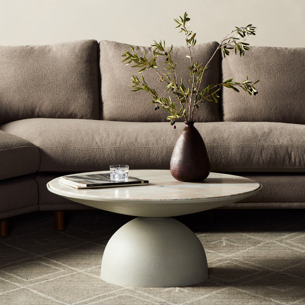 Corbett Coffee Table-Textured Matte Wht