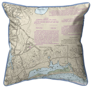 Block Island Sound Nautical Map Pillow - 22x22