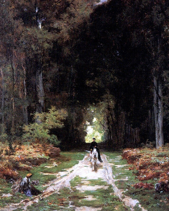 Jules Joseph Augustin Laurens Equestrienne on a Wooded Lane Wall Decal