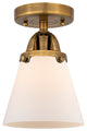 Small Cone Semi-Flush Mount, Brushed Brass, Matte White, Matte White